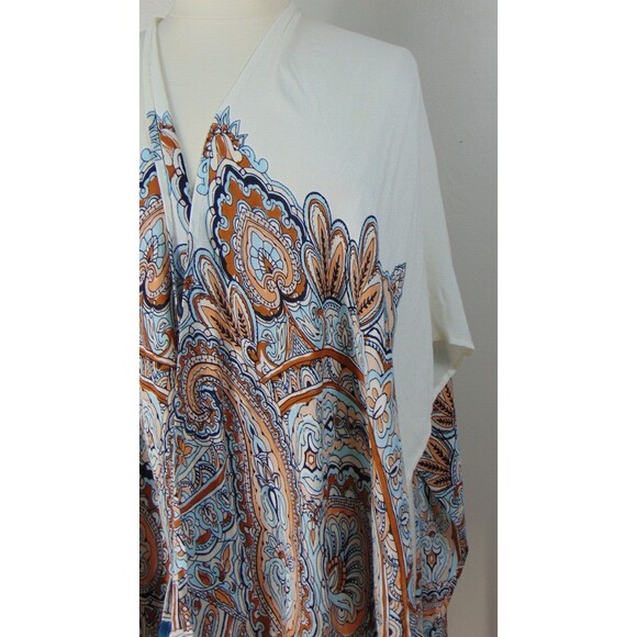 J Jill Paisley Poncho Shawl Womens One Size Open Front Fringe Boho Wrap - Picture 4 of 12